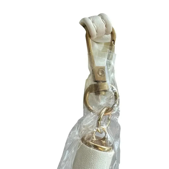 Understated Leather Vegan Ivory Crescent Clutch Gold Crossbody Chain w/Dust Bag - Picture 9 of 11